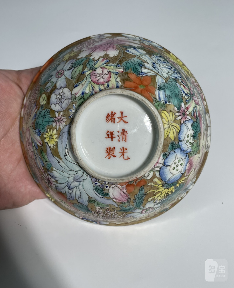 民国 粉彩百花不露地碗 - 图11